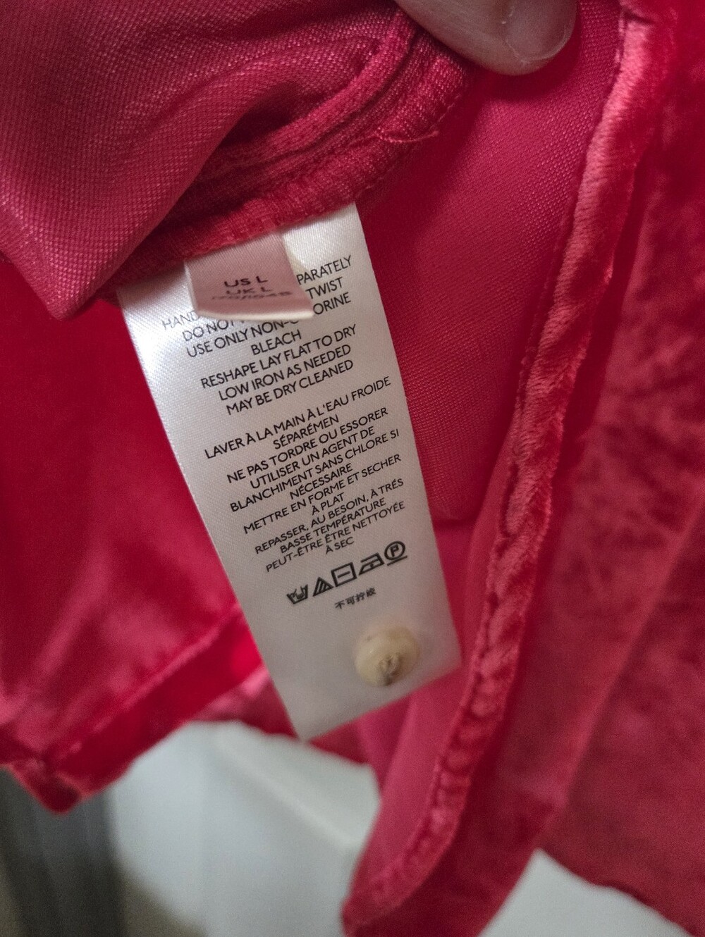 Pilcro Red Velvet Button-Down Shirt Holiday Parth Whimsigoth Going Out Size Lg. - Picture 13 of 15
